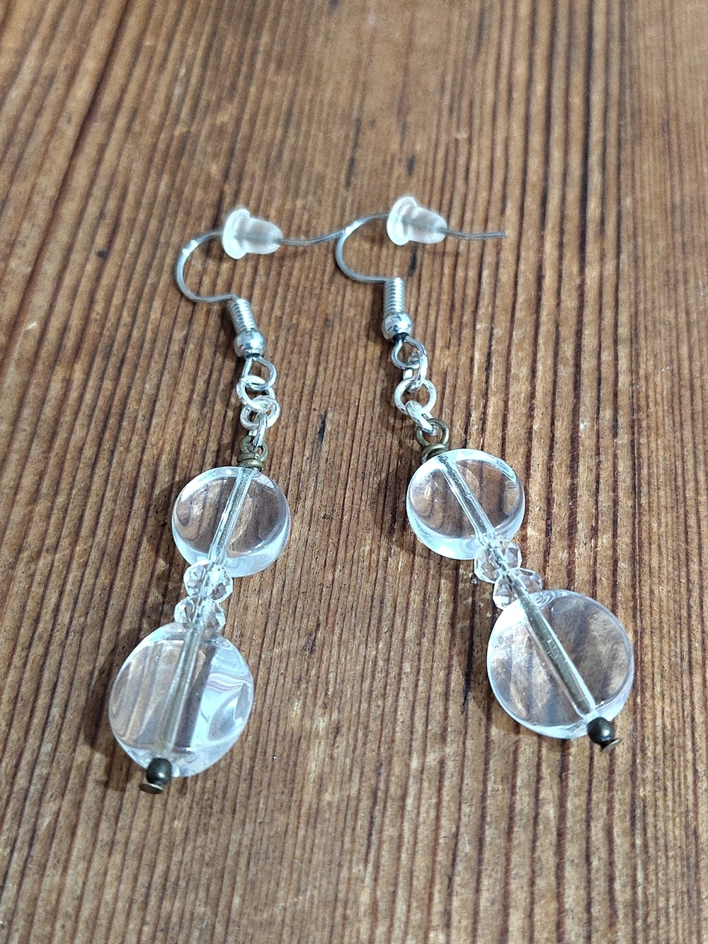*5 For $20***Clear Beaded Long Dangle Earrings / Handmade Ladies Earrings - Picture 3 of 8